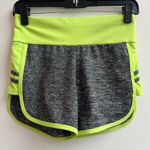 JVINI Women's Green & Gray Athletic Shorts Elastic Waist - Medium